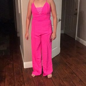 Neon Pink Jumpsuit - Size Large (6/7) (runs small)